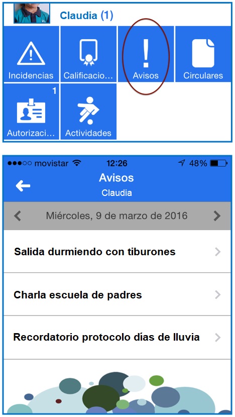 Avisos para los padres