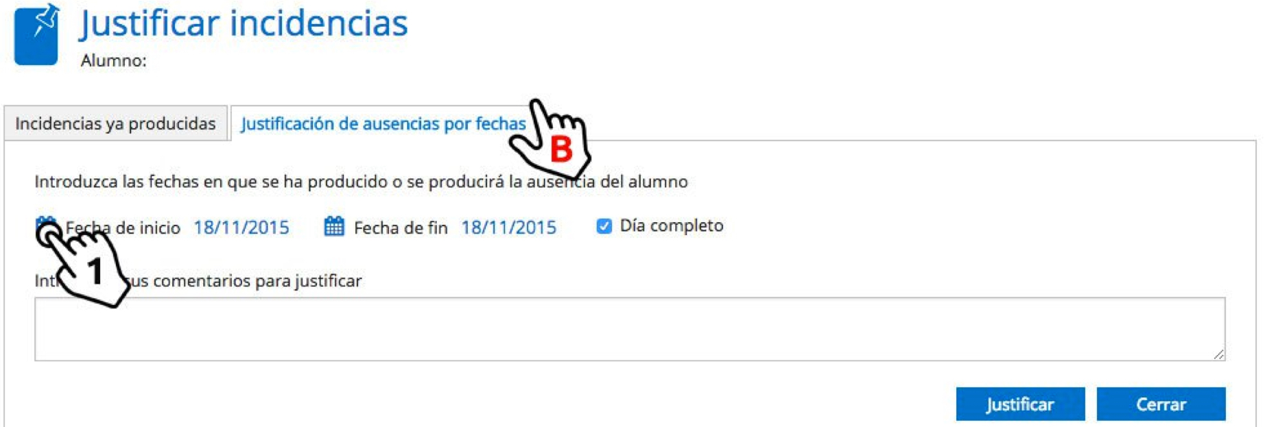 Justificar incidencias